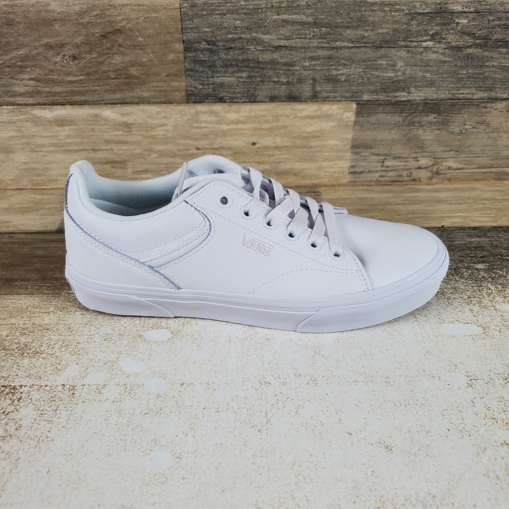 Vans Seldan Tumble Womens Shoes Sz 7.5 White Leather Low Top Lace-Up Sneakers